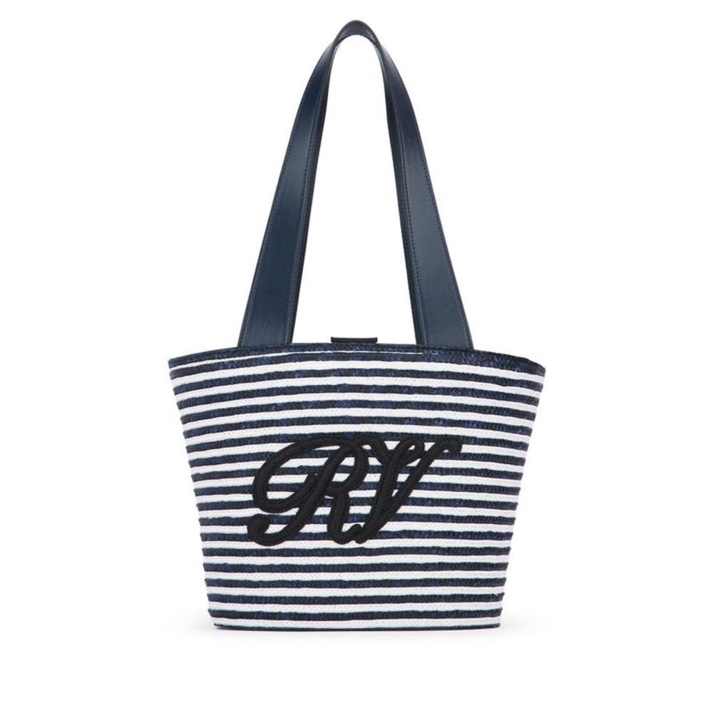 ROGER VIVIER Striped Straw Tote Bag Women BLUCHIARO Handbags